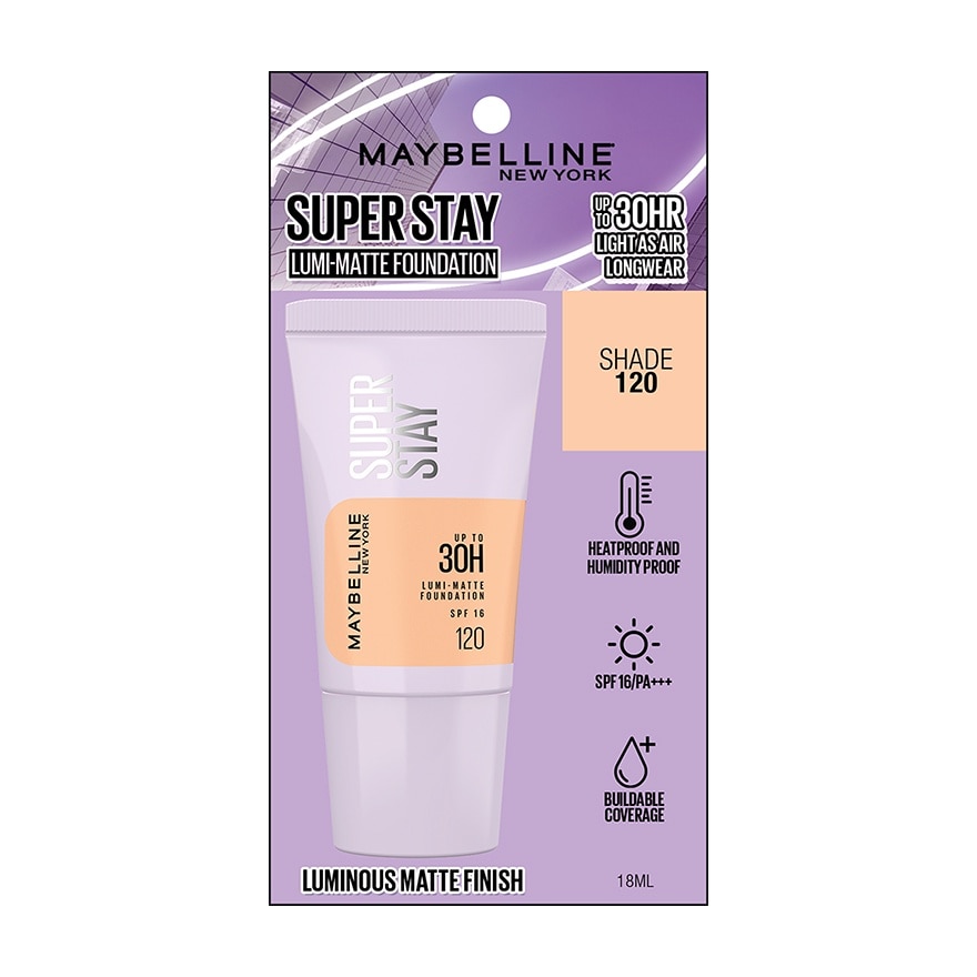 MAYBELLINE Super Stay Lumi-Matte Foundation Tube Shade 120 18ml