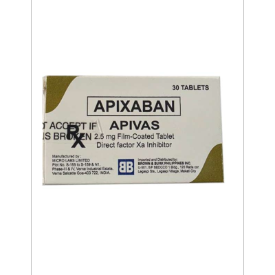 APIVAS APIVAS Apixaban 2.5mg Film Coated Tablet Sold Per Piece [PRESCRIPTION REQUIRED]