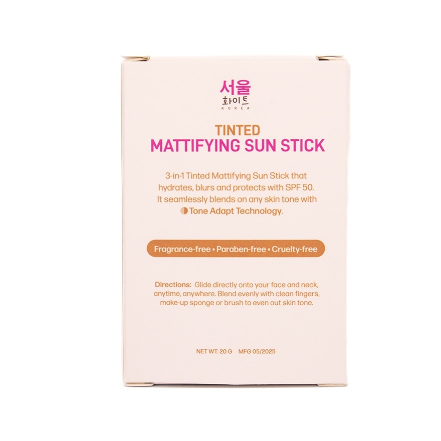 SEOUL WHITE Korea Tinted Mattifying Sun Stick SPF50 UVA/UVB PA++++