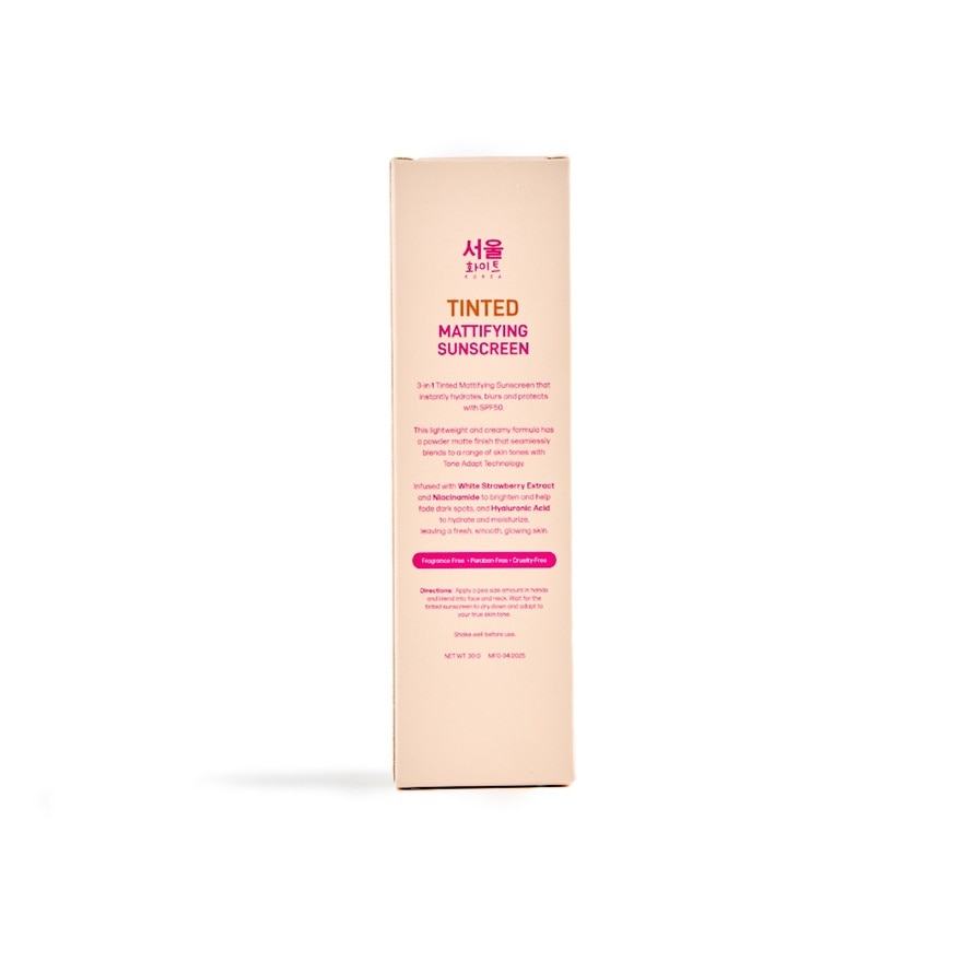 SEOUL WHITE Korea Tinted Mattifying Sunscreen SPF50 UVA UVB PA++++