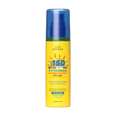LUXE ORGANIX LUXE ORGANIX 6-in-1 Maxshield Invisible UV Mist Ultra-Light Face & Body Sunscreen Cooling SPF150 90ml