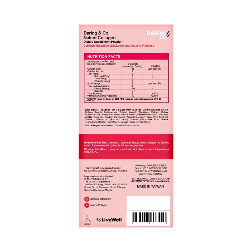 NAKED White Collagen Powder 4g x 3s