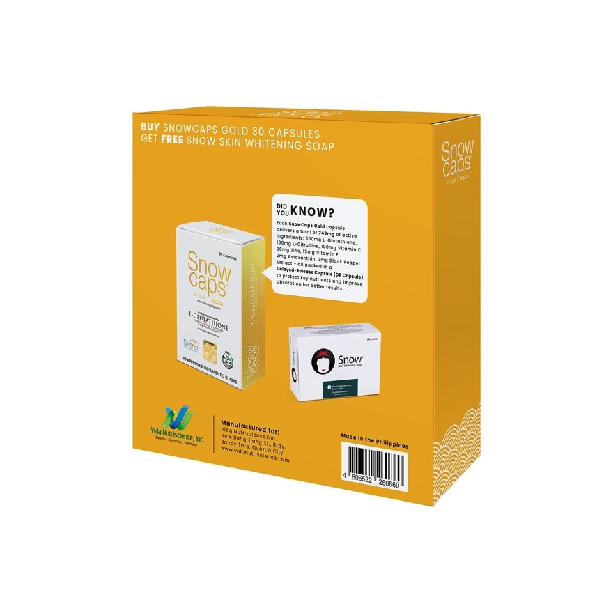 SNOW Caps Gold L-Glutathione 30s with Free Soap