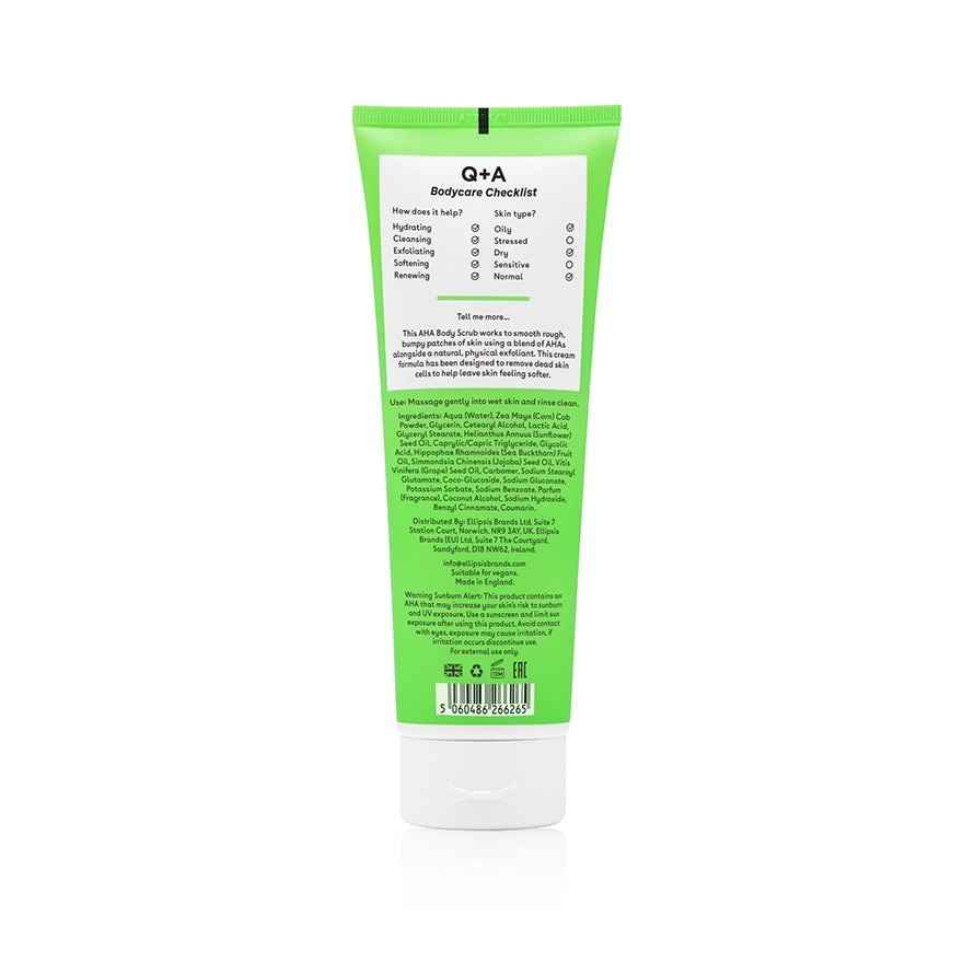 Q+A AHA Exfoliator Body Scrub 250ml