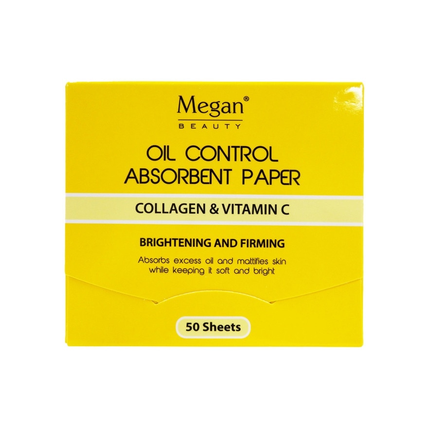 MEGAN BEAUTY Oil Control Absorbent Paper Collagen & Vitamin C Brightening and Firming 50 Sheets