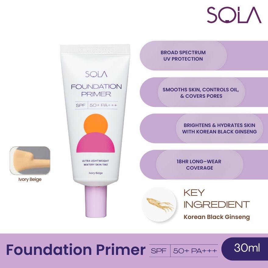 SOLA Foundation Primer Ivory Beige SPF50 PA+++ 30ml