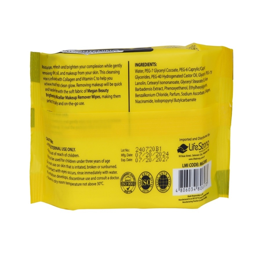 MEGAN Beauty Brightening Micellar Remover Wipes 25 Sheets