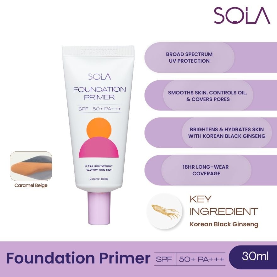 SOLA Foundation Primer Caramel Beige SPF50 PA+++ 30ml