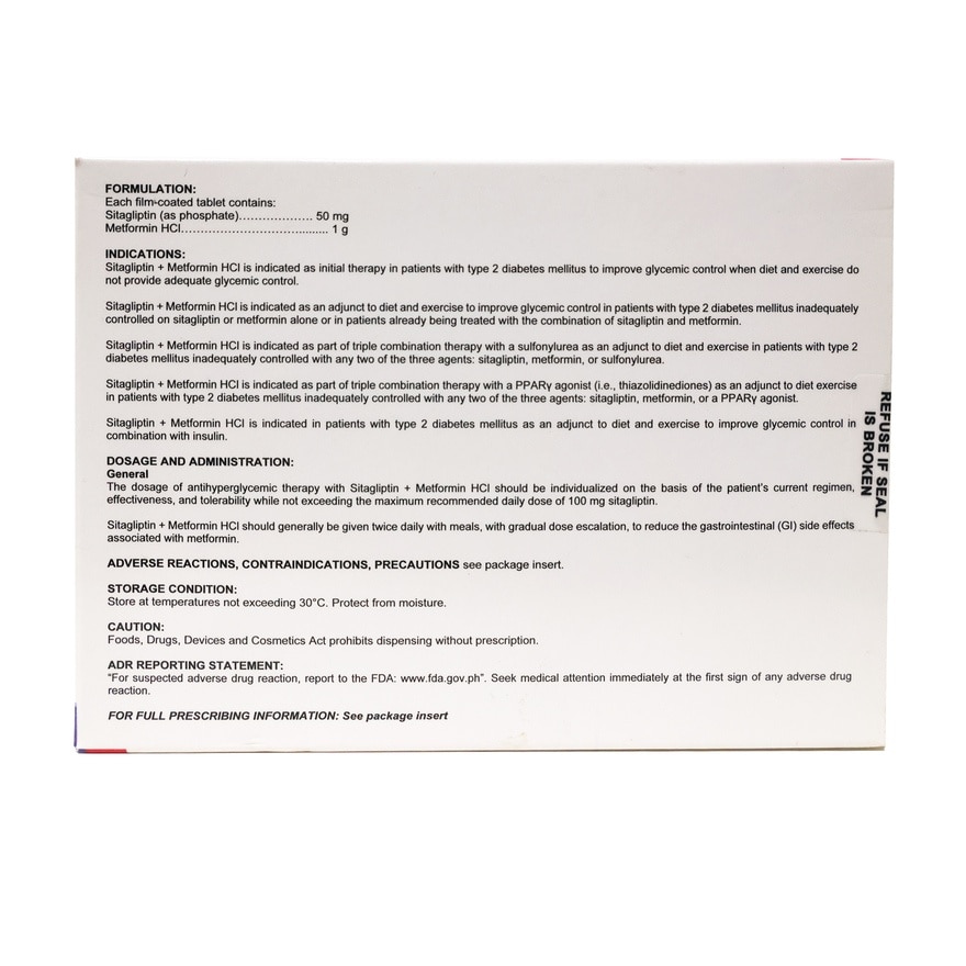ADIVIA MET 50mg/1g Film Coated Tablet Sold Per Piece [PRESCRIPTION REQUIRED]