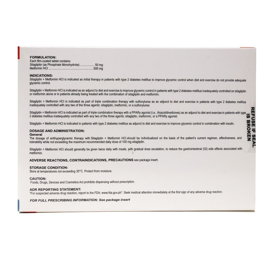 ADIVIA MET 50mg/500mg Film Coated Tablet Sold Per Piece [PRESCRIPTION REQUIRED]