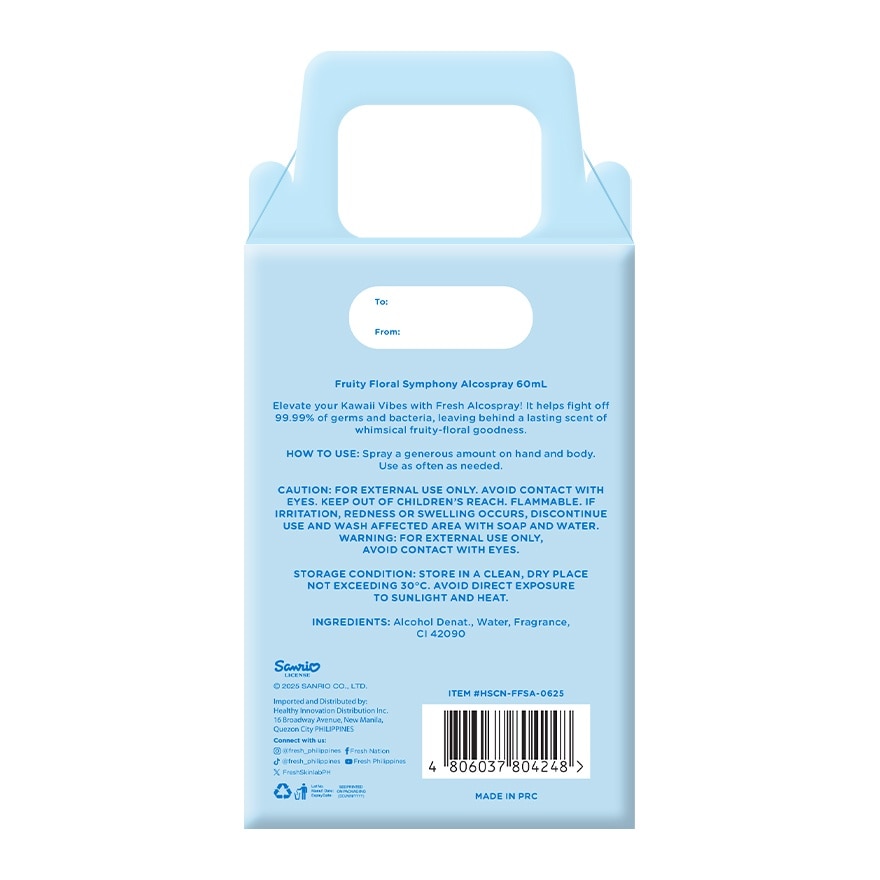 FRESH Alcospray Cinnamoroll with Free Silicone 60ml