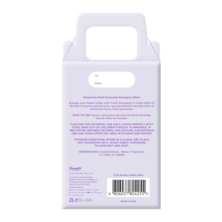 FRESH Alcospray Kuromi with Free Silicone Holder 60ml