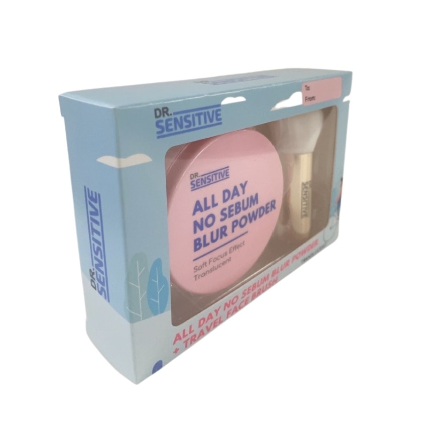 DR SENSITIVE All Day No Sebum Blur Powder 25g Translucent and Brush Gift Set