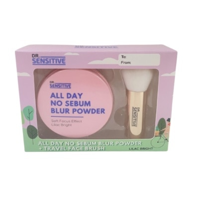 DR SENSITIVE DR SENSITIVE All Day No Sebum Blur Powder Lilac Bright 25g and Brush Gift Set