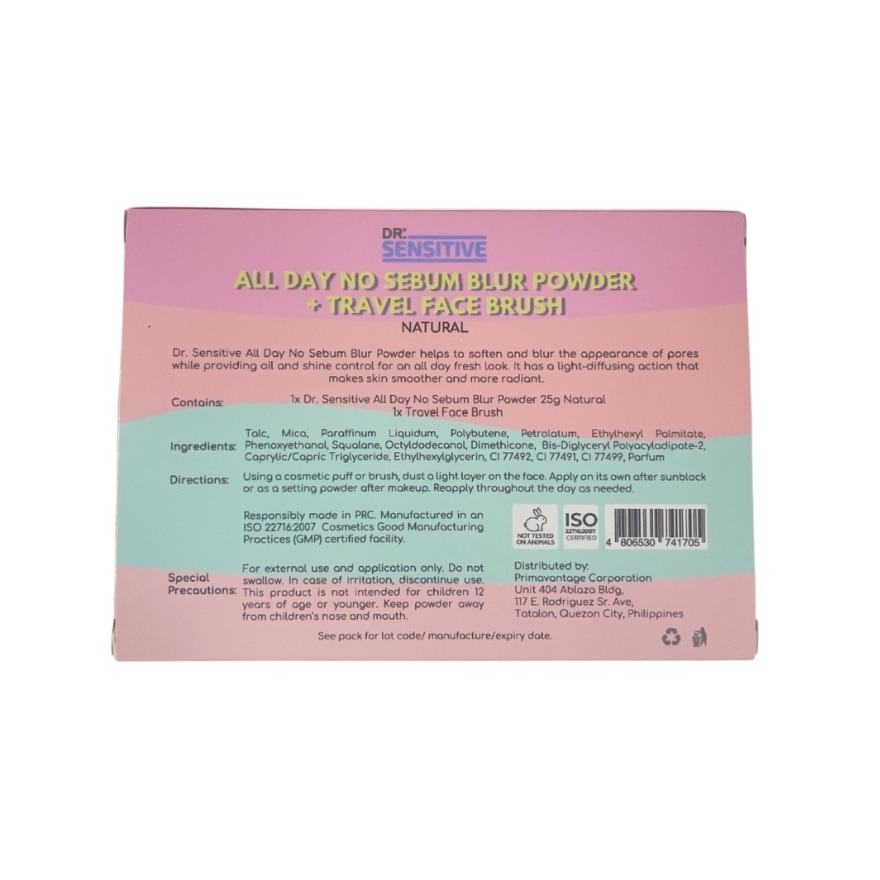 DR SENSITIVE All Day No Sebum Blur Powder Natural 25g and Brush Gift Set