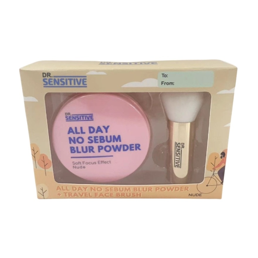 DR SENSITIVE All Day No Sebum Blur Powder Nude 25g and Brush Gift Set