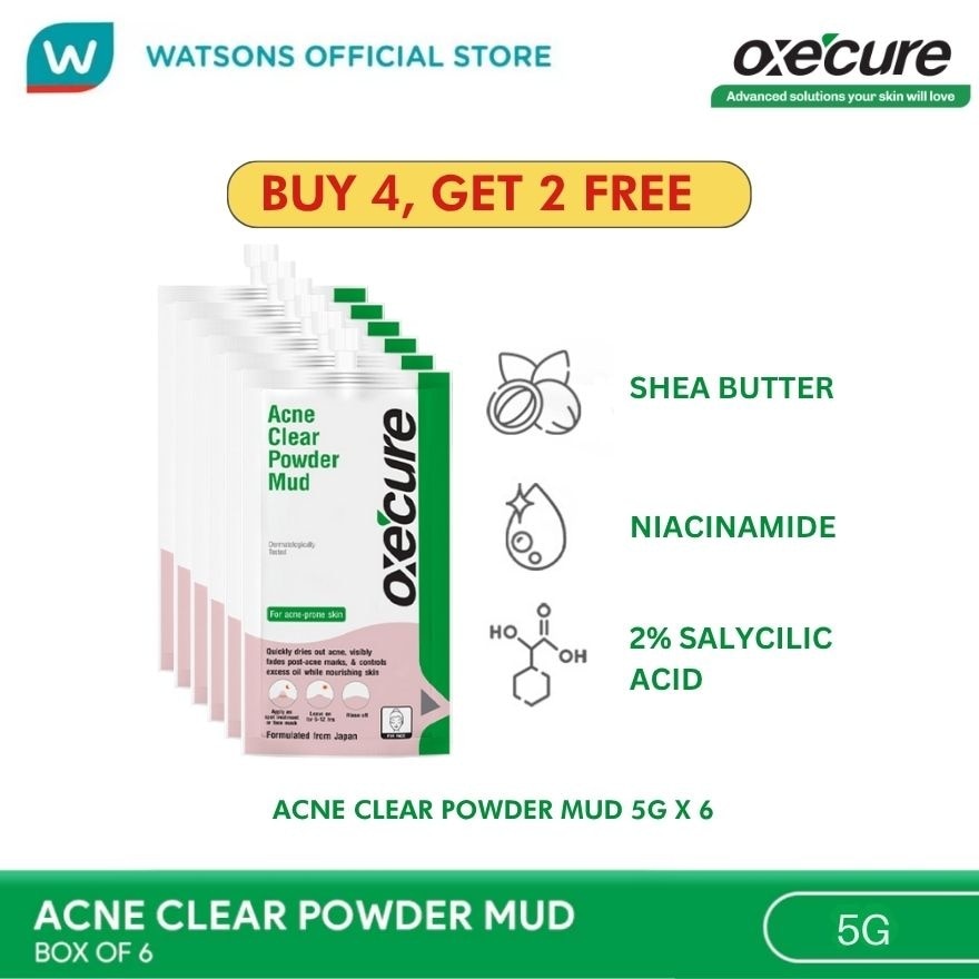 OXECURE Acne Clear Powder Mud Buy 4 Get 2 Free 5g x 6s