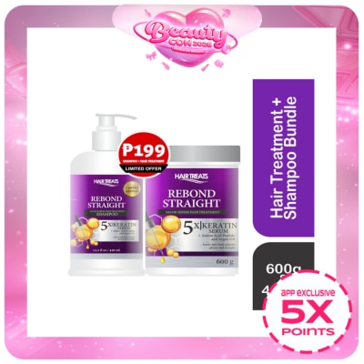 HAIR TREATS - HAIR TREATS Rebond Straight Hair Treatment & Shampoo Bundle 600g x 420ml