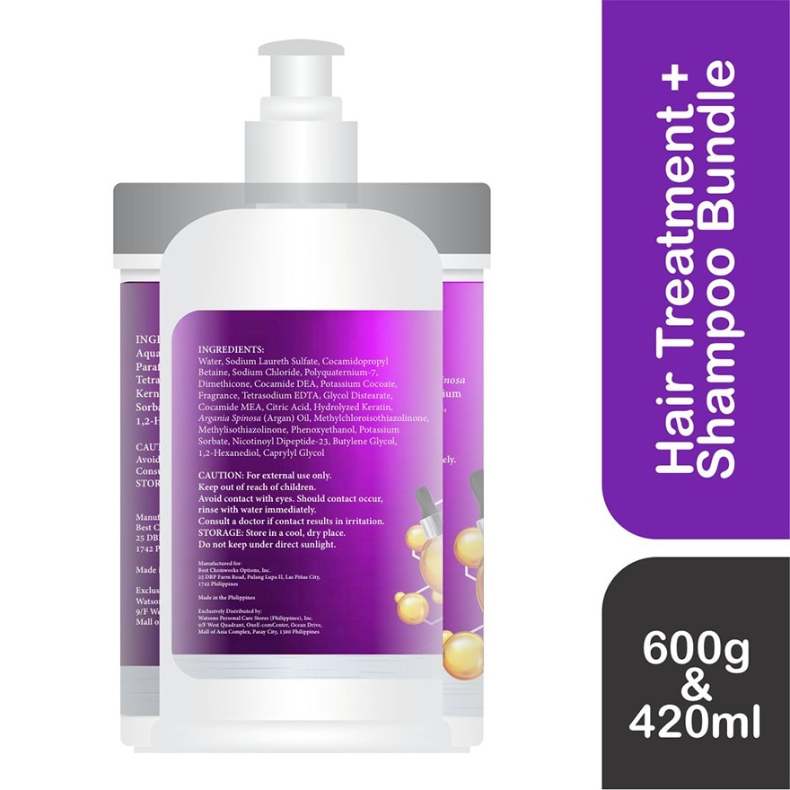 HAIR TREATS Rebond Straight Hair Treatment & Shampoo Bundle 600g x 420ml