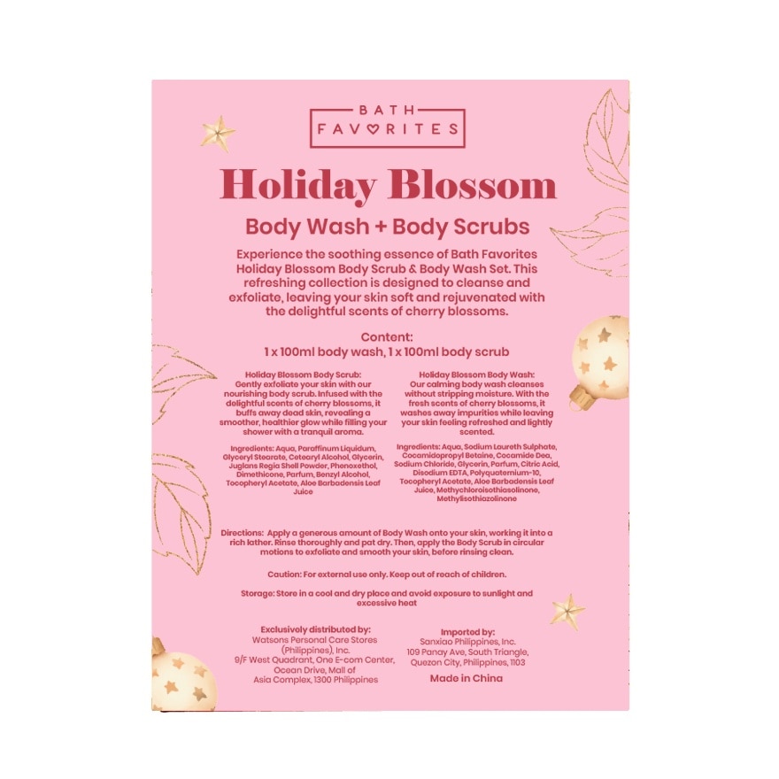 BATH FAVORITES Holiday Blossom Body Wash & Body Scrub Gift Set