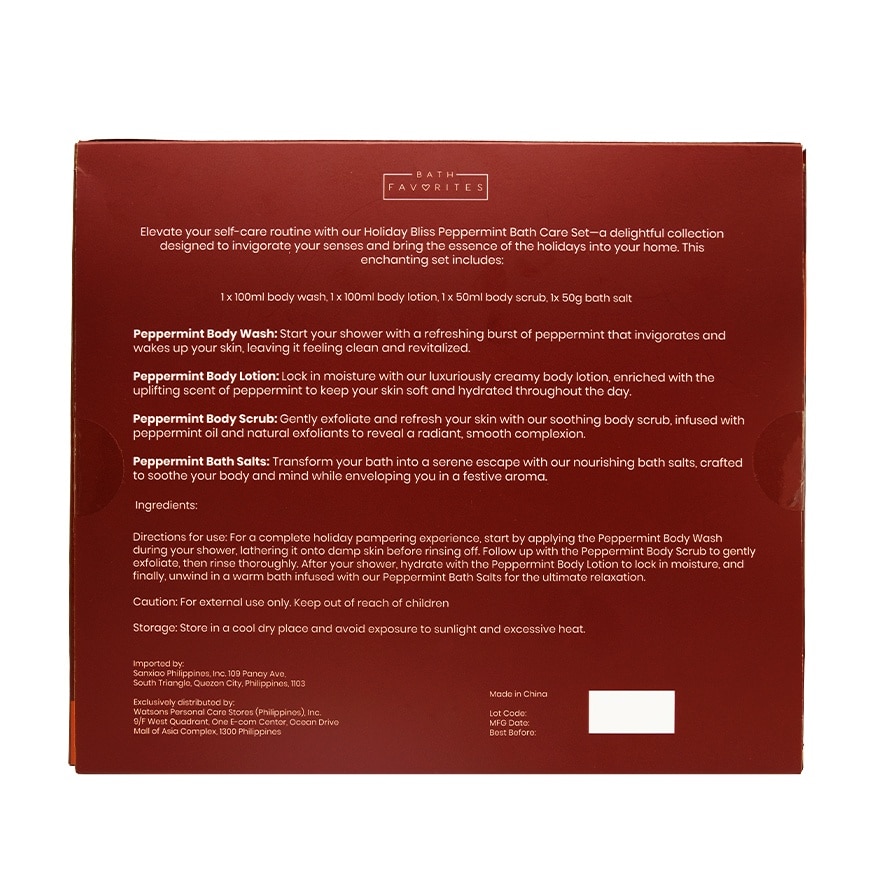 BATH FAVORITES Holiday Bliss Peppermint Bath Care Gift Set