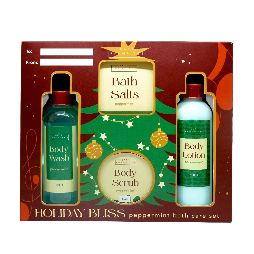 BATH FAVORITES Holiday Bliss Peppermint Bath Care Gift Set
