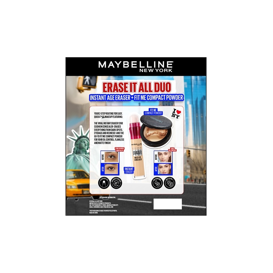 MAYBELLINE Erase It All Duo Instant Eraser Concealer 120 + Fit Me Compact Powder