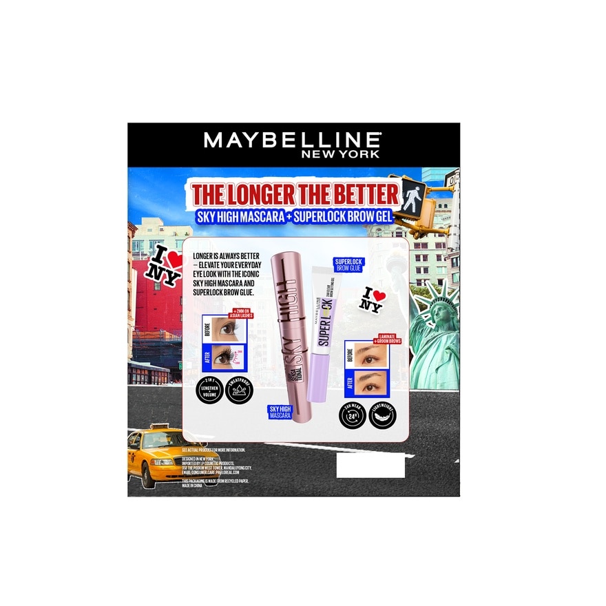 MAYBELLINE The Longer The Better Sky High Mascara + Superlock Brow Gel