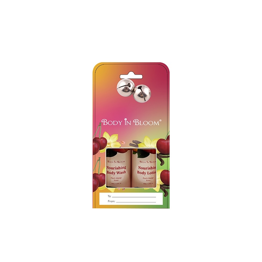 BODY IN BLOOM Body Wash x Lotion Peach Mango Scent 50ml Gift Set