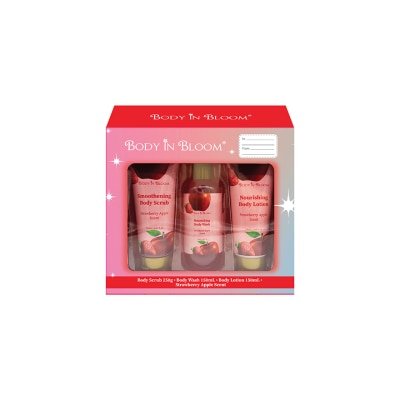 BODY IN BLOOM BODY IN BLOOM Body Wash x Lotion x Scrub Strawberry Apple Scent Gift Set