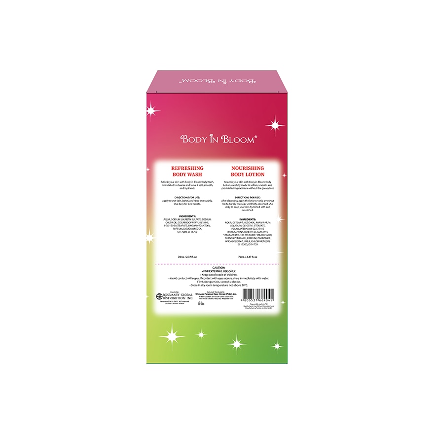 BODY IN BLOOM Body Wash x Lotion with Towel Cherry Vanilla Scent Gift Set