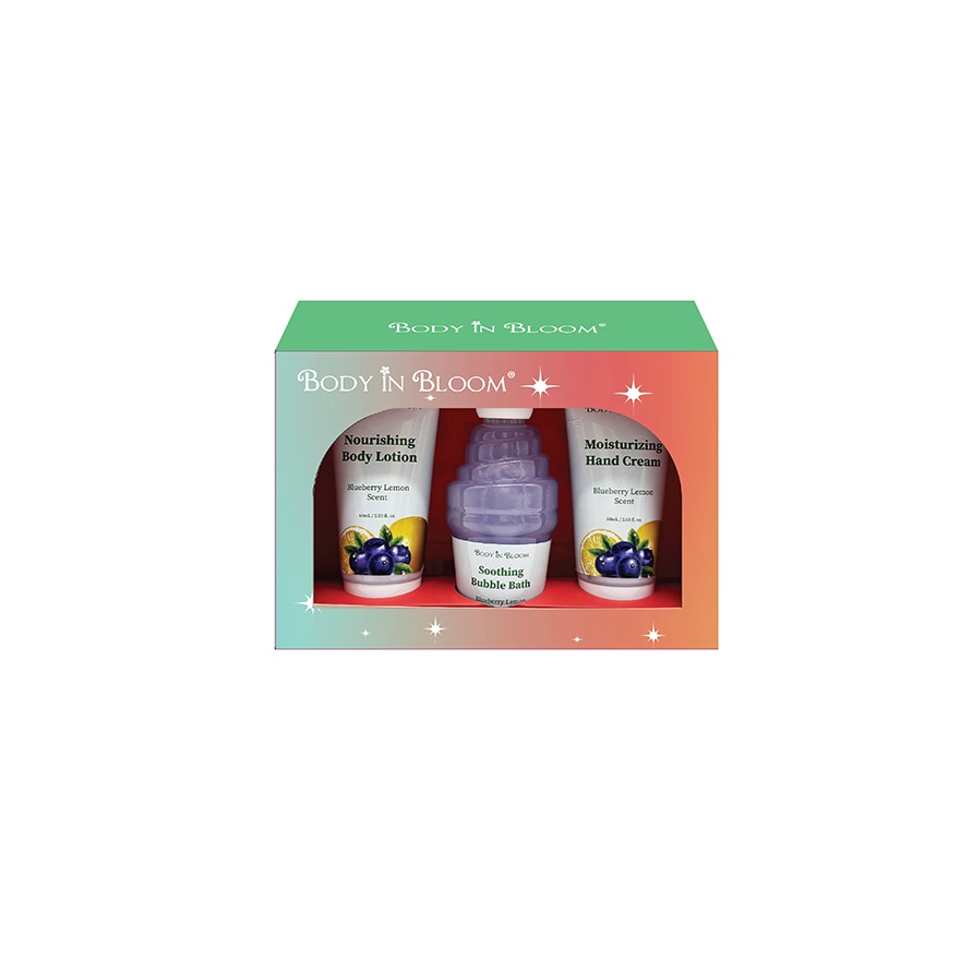 BODY IN BLOOM Body Lotion x Bubble Bath x Hand Cream Blueberry Lemon Scent Gift Set