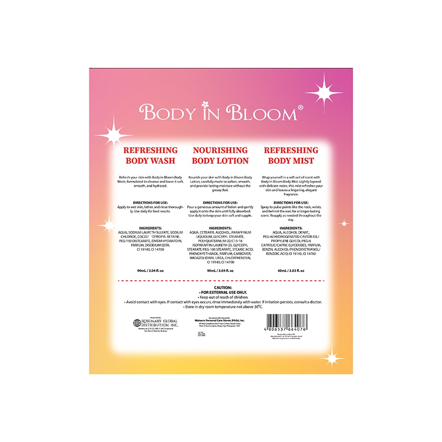 BODY IN BLOOM Body Care Peach Mango Scent 90ml x 60ml Gift Set