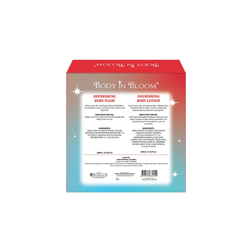BODY IN BLOOM Body Wash & Lotion Strawberry Apple Scent Gift Set