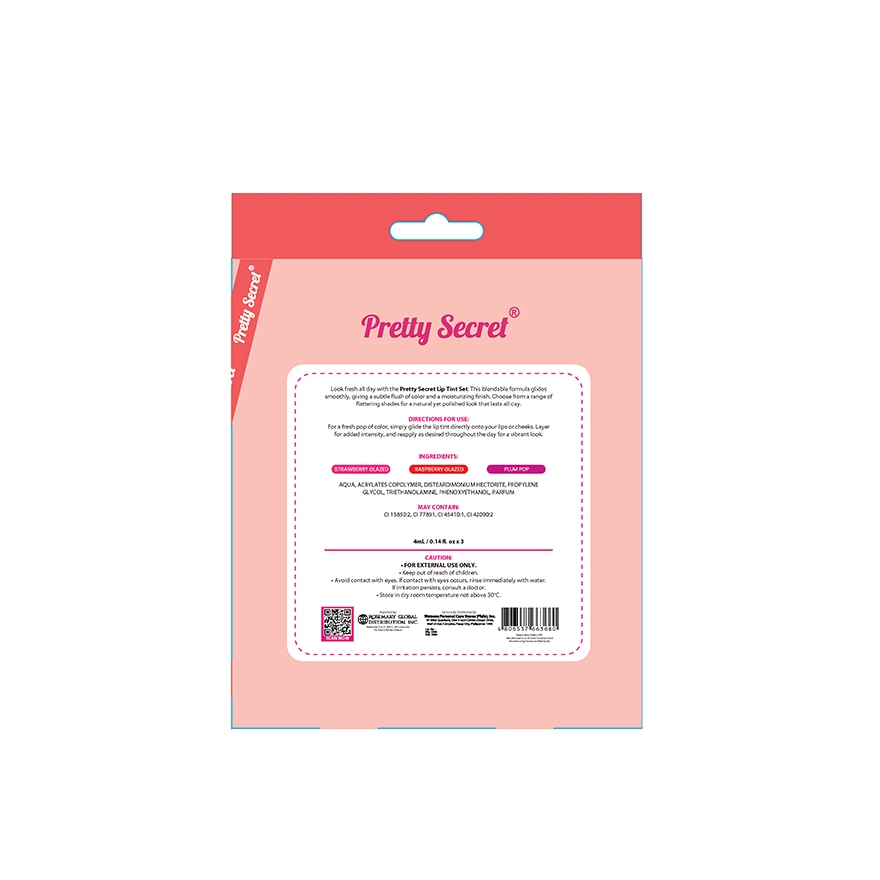 PRETTY SECRET Lip Tint 3s with Mirror Gift Set