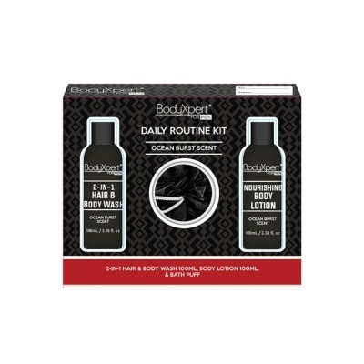 BODYXPERT BODYXPERT FOR MEN 2-In-1 Hair & Body Wash, Lotion with Puff Ocean Burst Gift Set