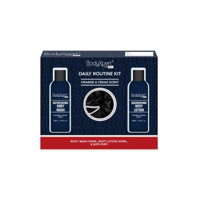 BODYXPERT BODYXPERT FOR MEN Body Wash, Lotion with Body Puff Orange & Cedar Scent Gift Set