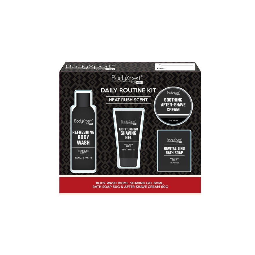 BODYXPERT FOR MEN Body Wash, Shaving Gel, Bath Soap, After-Shave Cream Heat Rush Gift Set