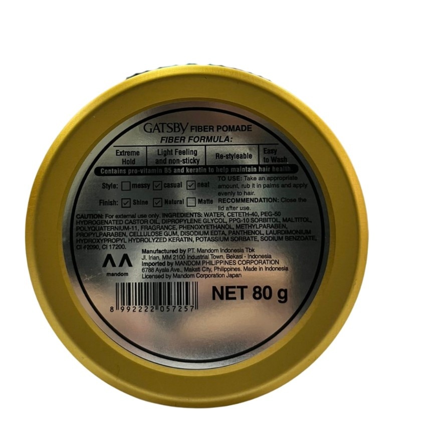 GATSBY Fiber Pomade Glossy Finish 80g
