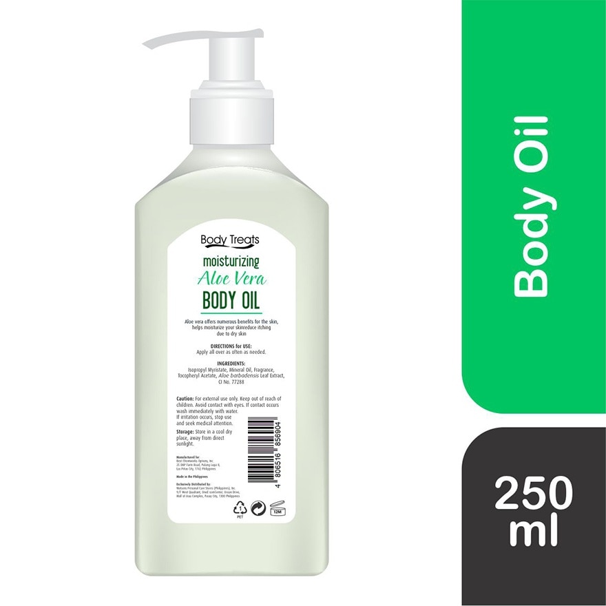 BODY TREATS Moisturizing Aloe Vera Body Oil 250ml image