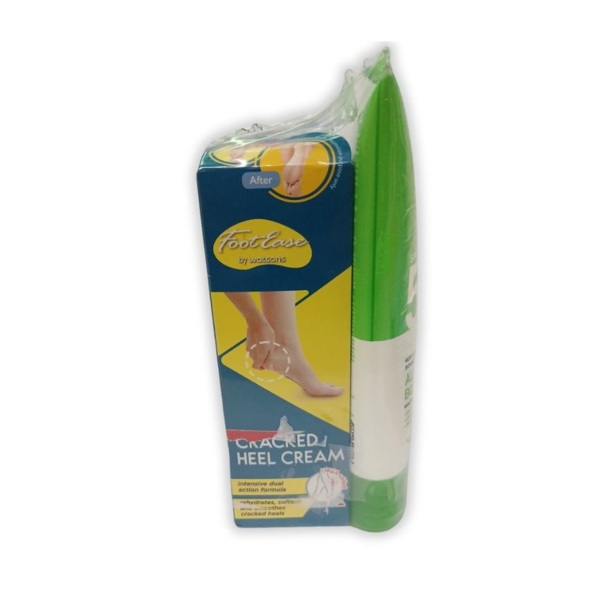 WATSONS Sunscreen Aloe Face Body Lotion SPF50 100ml with Foot Ease Cracked Heel Cream 50g