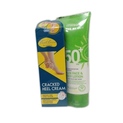 WATSONS WATSONS Sunscreen Aloe Face Body Lotion SPF50 100ml with Foot Ease Cracked Heel Cream 50g