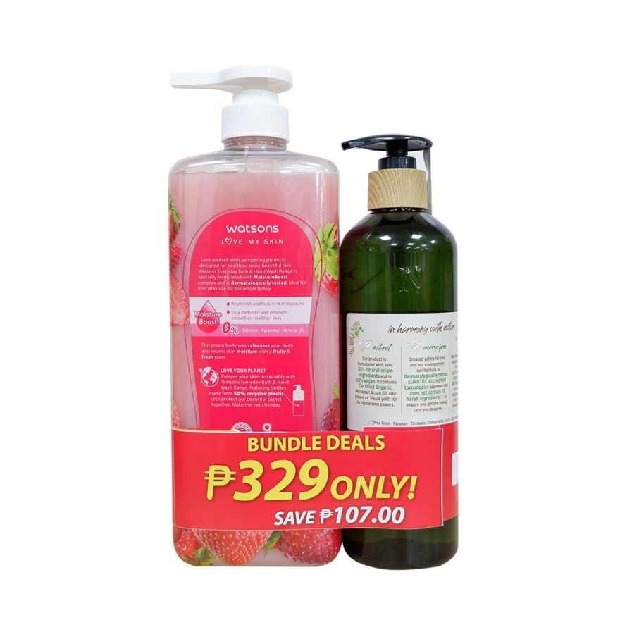 WATSONS Naturals Argan Shampoo with Body Wash Strawberry Bundle