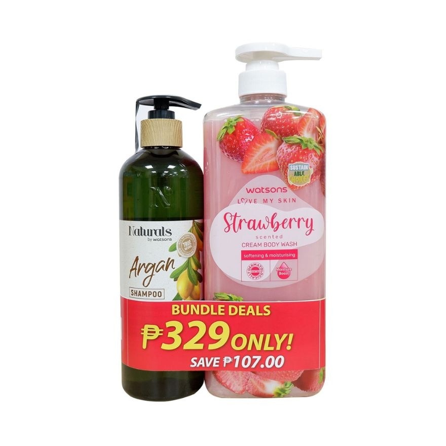 WATSONS Naturals Argan Shampoo with Body Wash Strawberry Bundle