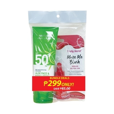 WATSONS WATSONS Sunscreen Aloe Face Body Lotion SPF50 100ml with PRETTY SECRET 2in1 Lip & Cheek Tint Rosy Red 4ml Bundle