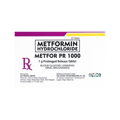 METFOR METFOR PR 1000 1g Prolonged Release Tablet Sold Per Piece [PRESCRIPTION REQUIRED]