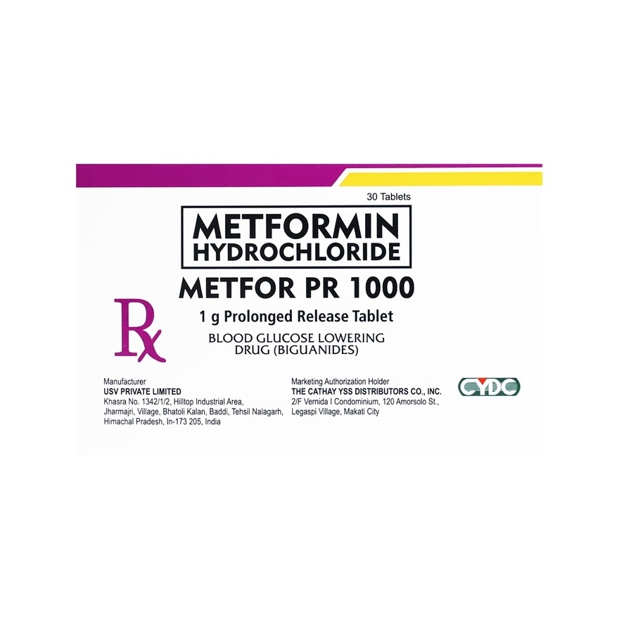 METFOR PR 1000 1g Prolonged Release Tablet Sold Per Piece [PRESCRIPTION REQUIRED]