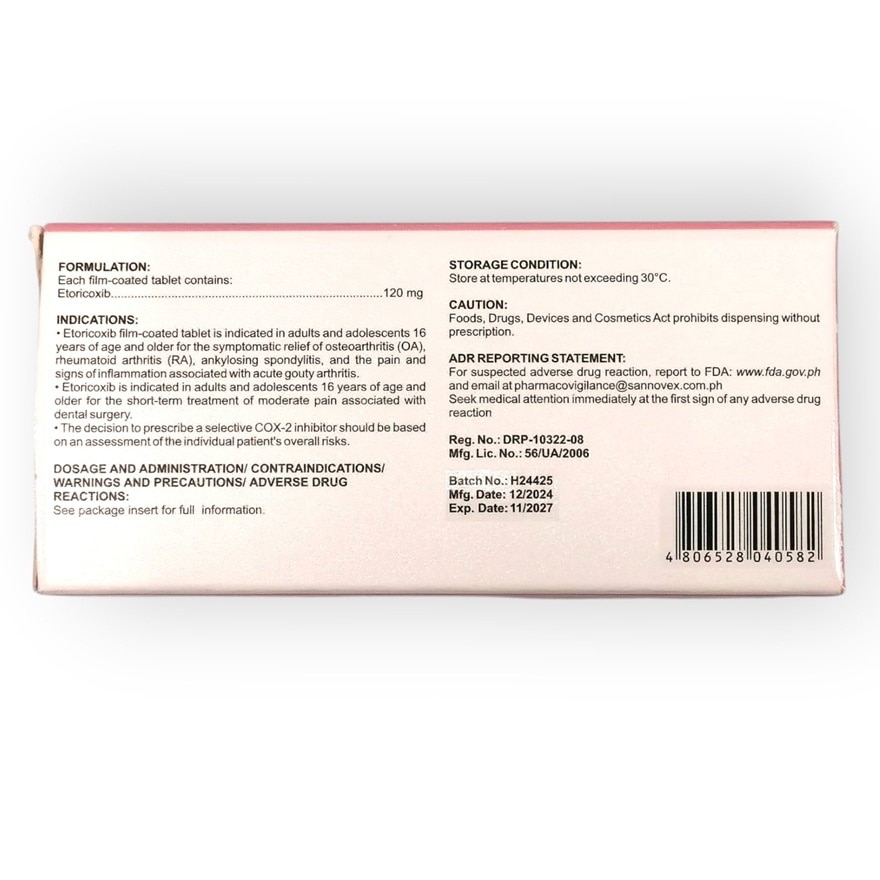 COXSAN 120mg Film Coated Tablet Sold Per Piece [PRESCRIPTION REQUIRED]