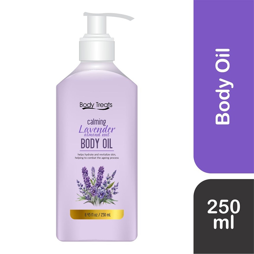 BODY TREATS Calming Lavender Almond Nut Body Oil 250ml image