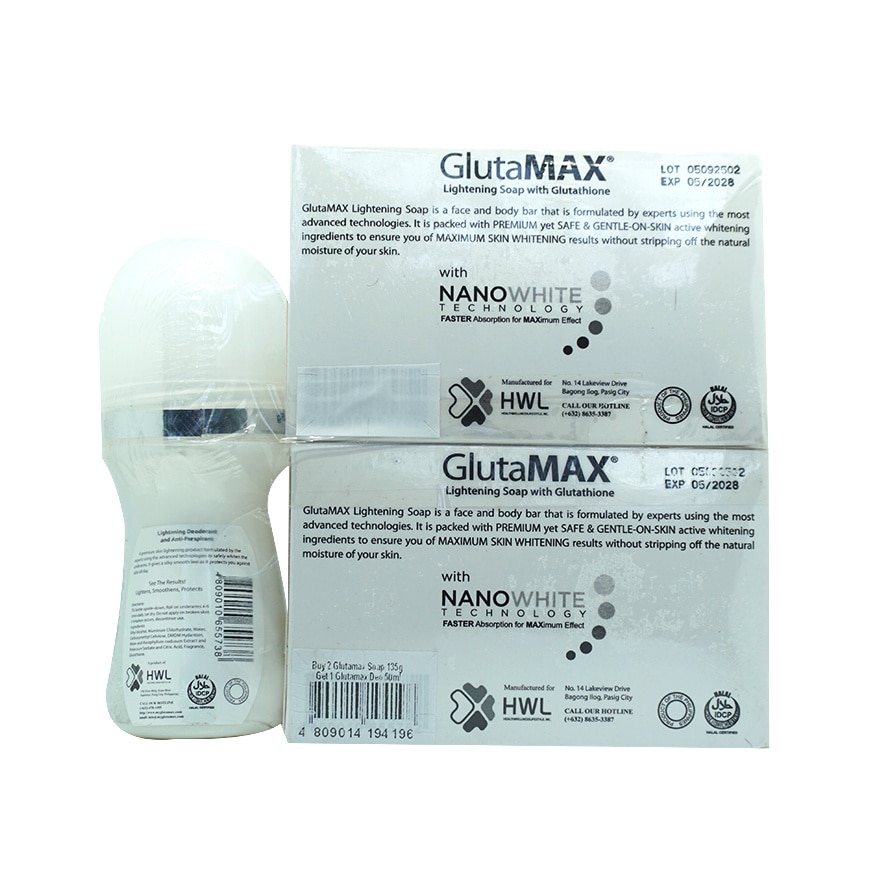 GLUTAMAX Lightening Soap & Deodorant 135ml x 50ml Gift Set